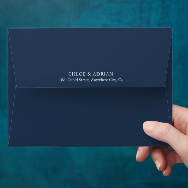 Simple Minimal Navy Blue Wedding Envelope (Hand)