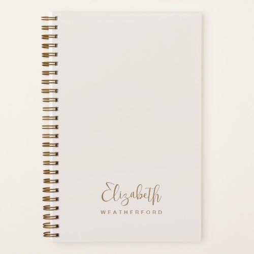 Simple Minimal Neutral Calligraphy Script Name Notebook