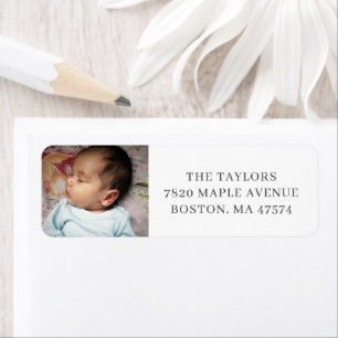 Simple Minimal Newborn Baby Photo Return Address Label