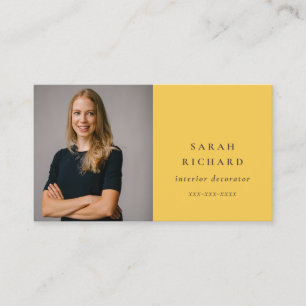 Simple Minimal Ochre Yellow Professional Photo Business Card