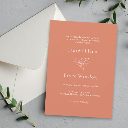 Simple Minimal Orange Citrus Wedding Invitation