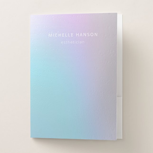 Simple Minimal Pastel Ombre Purple Blue Business Pocket Folder (Front)