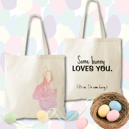 Simple Minimal Pastel Rainbow Easter Bunny  Tote Bag