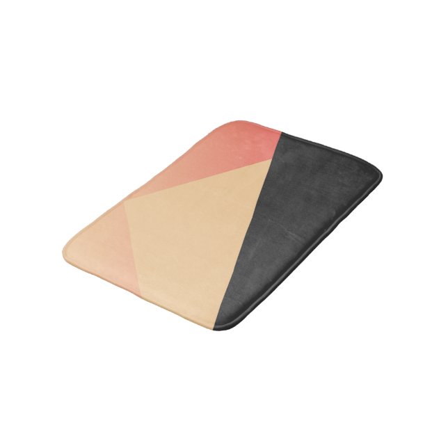 Simple Minimal Peach, Coral, & Black Geometric Bathroom Mat (Angled)
