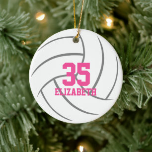 simple minimal personalized girls volleyball ceramic ornament