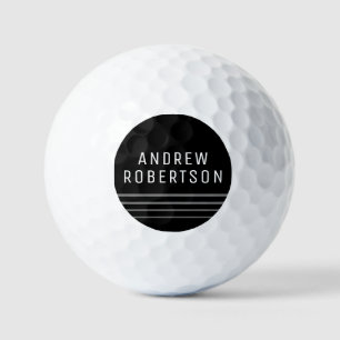 Simple Minimal Personalized Name Gray Black Golf Balls
