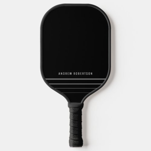 Simple Minimal Personalized Name Gray Black Pickleball Paddle