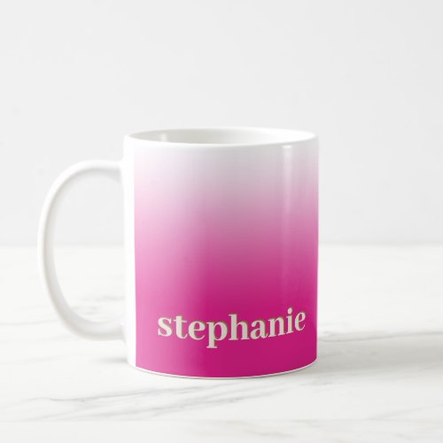 Simple Minimal Personalized Ombre Magenta Hot Pink Coffee Mug