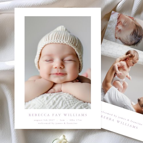 simple minimal photo collage modern baby birth announcement