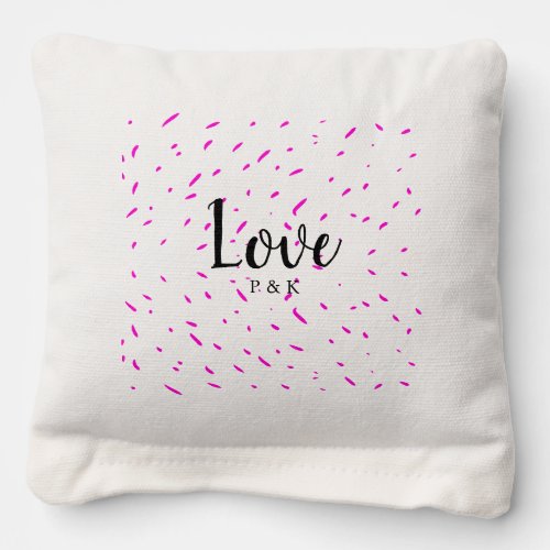 Simple minimal pink abstract love background name cornhole bags