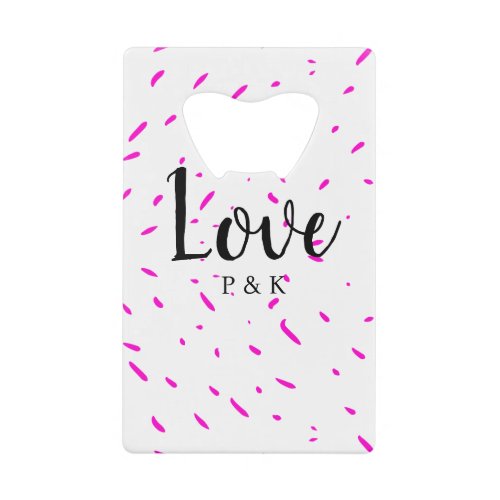 Simple minimal pink abstract love background name credit card bottle opener