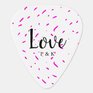Simple minimal pink abstract love background name guitar pick