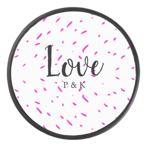 Simple minimal pink abstract love background name hockey puck