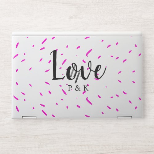 Simple minimal pink abstract love background name HP laptop skin