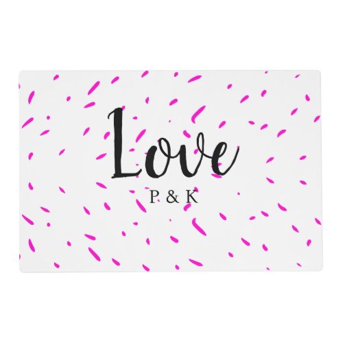 Simple minimal pink abstract love background name placemat