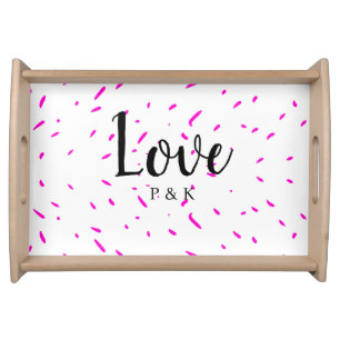 Simple minimal pink abstract love background name serving tray