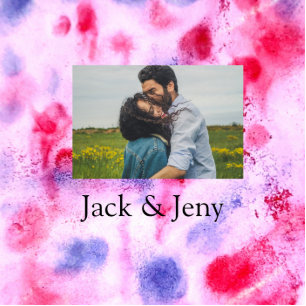 Simple minimal pink blue watercoloradd name photo cutout