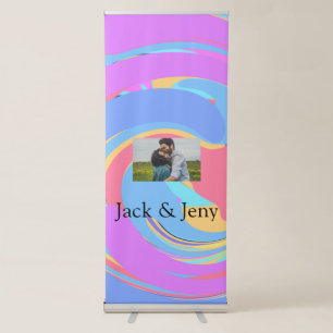 Simple minimal pink blue watercoloradd name photo  retractable banner