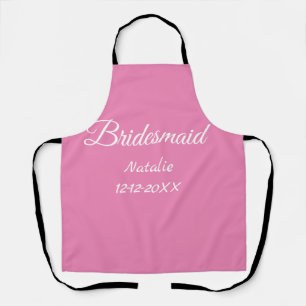 Simple minimal pink bridesmaid add name year text apron