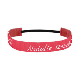 Simple minimal pink bridesmaid add name year text athletic headband