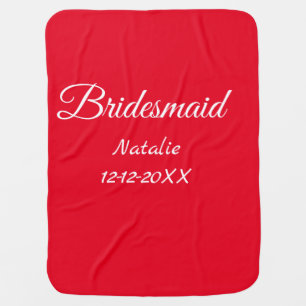 Simple minimal pink bridesmaid add name year text baby blanket