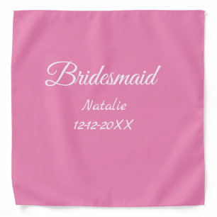 Simple minimal pink bridesmaid add name year text bandana