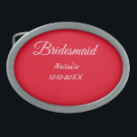 Simple minimal pink bridesmaid add name year text  belt buckle<br><div class="desc">Design</div>