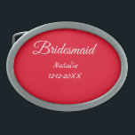 Simple minimal pink bridesmaid add name year text  belt buckle<br><div class="desc">Design</div>