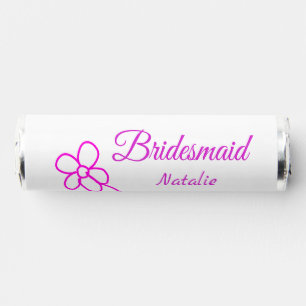 Simple minimal pink bridesmaid add name year text breath savers® mints