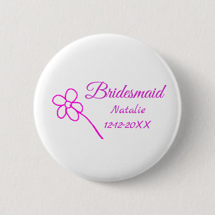 Simple minimal pink bridesmaid add name year text button