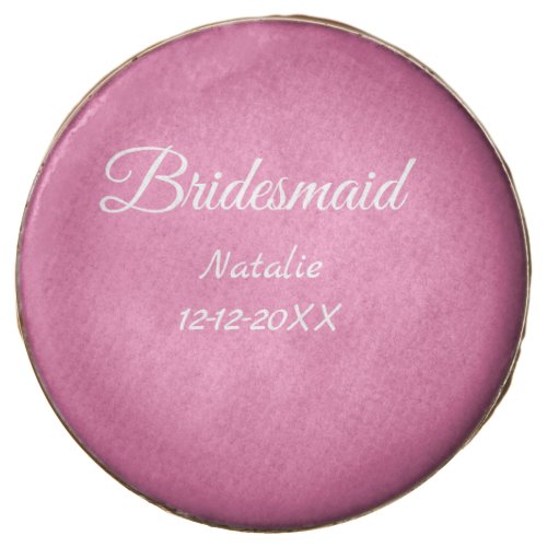Simple minimal pink bridesmaid add name year text  chocolate covered oreo