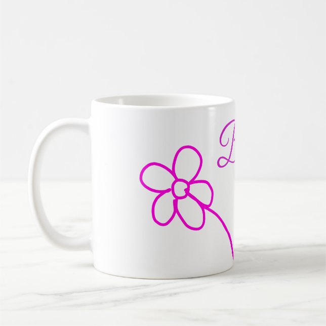 Simple minimal pink bridesmaid add name year text  coffee mug (Left)