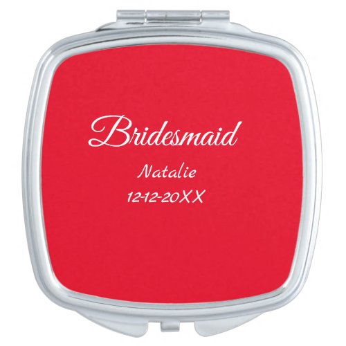 Simple minimal pink bridesmaid add name year text  compact mirror
