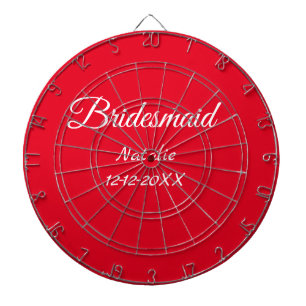 Simple minimal pink bridesmaid add name year text dart board