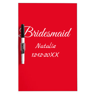 Simple minimal pink bridesmaid add name year text dry erase board