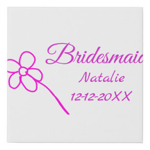Simple minimal pink bridesmaid add name year text  faux canvas print