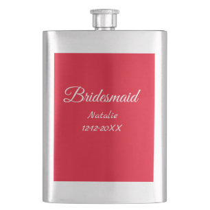 Simple minimal pink bridesmaid add name year text flask