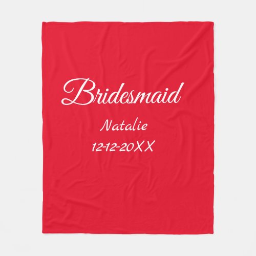 Simple minimal pink bridesmaid add name year text  fleece blanket