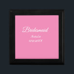 Simple minimal pink bridesmaid add name year text  gift box<br><div class="desc">Design</div>