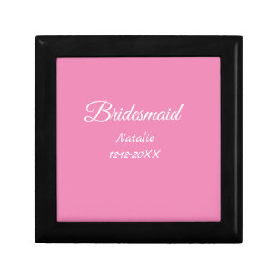 Simple minimal pink bridesmaid add name year text gift box