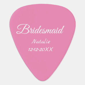 Simple minimal pink bridesmaid add name year text  guitar pick