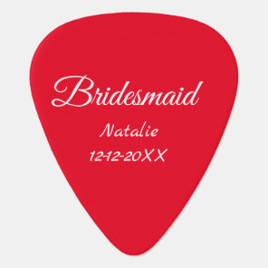 Simple minimal pink bridesmaid add name year text  guitar pick