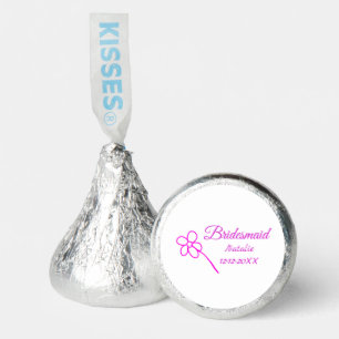 Simple minimal pink bridesmaid add name year text hershey®'s kisses®