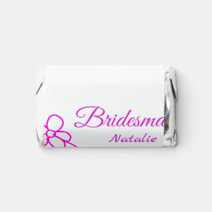 Simple minimal pink bridesmaid add name year text hershey's miniatures