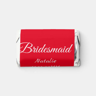 Simple minimal pink bridesmaid add name year text hershey's miniatures