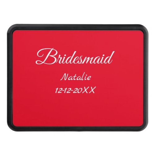 Simple minimal pink bridesmaid add name year text  hitch cover
