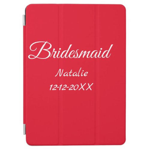 Simple minimal pink bridesmaid add name year text  iPad air cover
