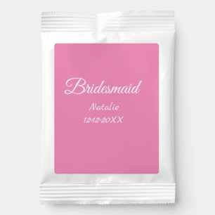 Simple minimal pink bridesmaid add name year text lemonade drink mix