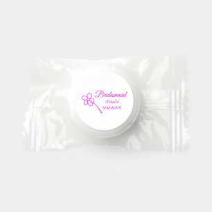 Simple minimal pink bridesmaid add name year text  life saver® mints