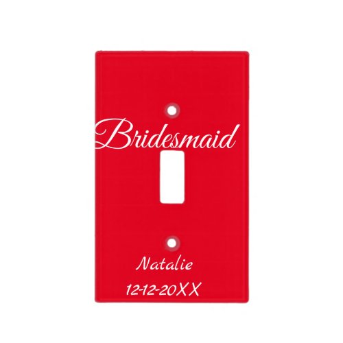 Simple minimal pink bridesmaid add name year text  light switch cover